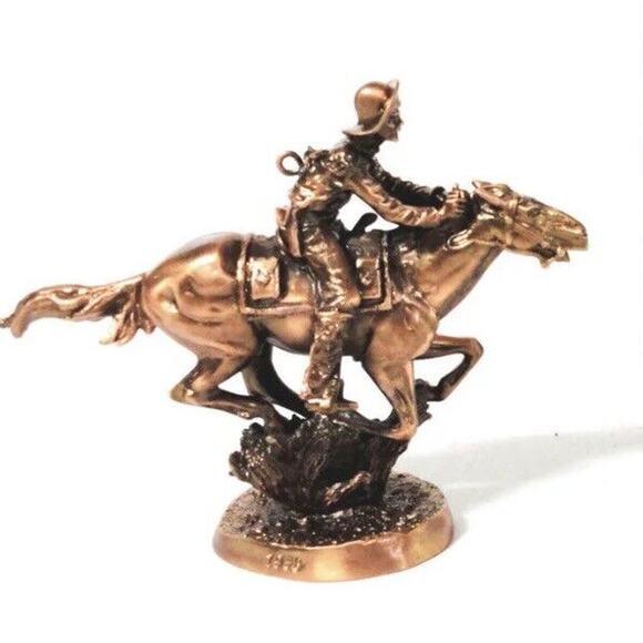 Hallmark Pony Express Horse Christmas Ornament Copper Old West Cowboy 25 Yr Box - Picture 1 of 11